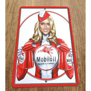 Mobiloil Vacuum Oil Company Vintage 8x12 Metal Wall Sign‎ Garage Poster